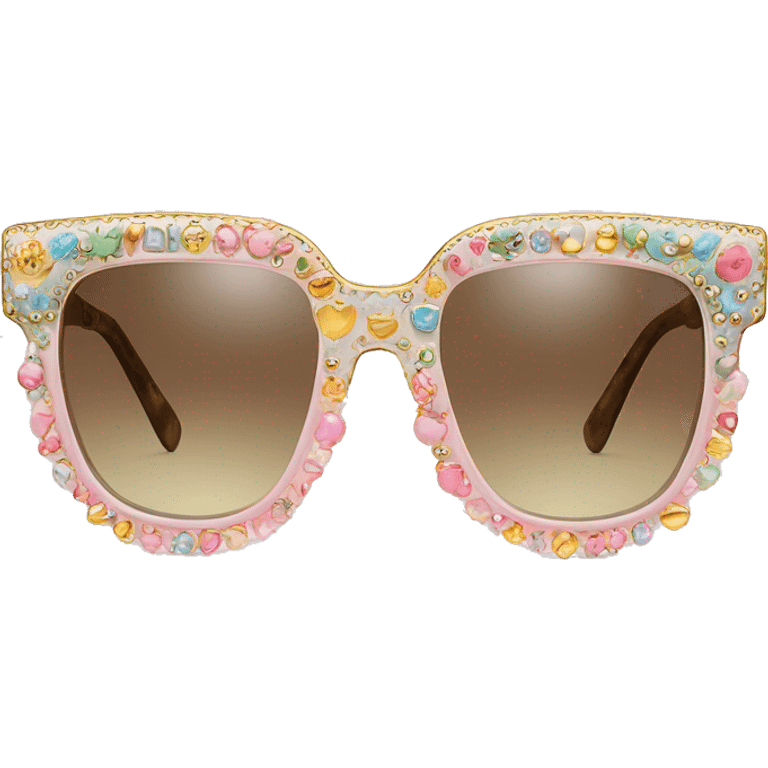 Dolce and Gabbana sunglasses with colourful pastel ornament and golden detais  emoji