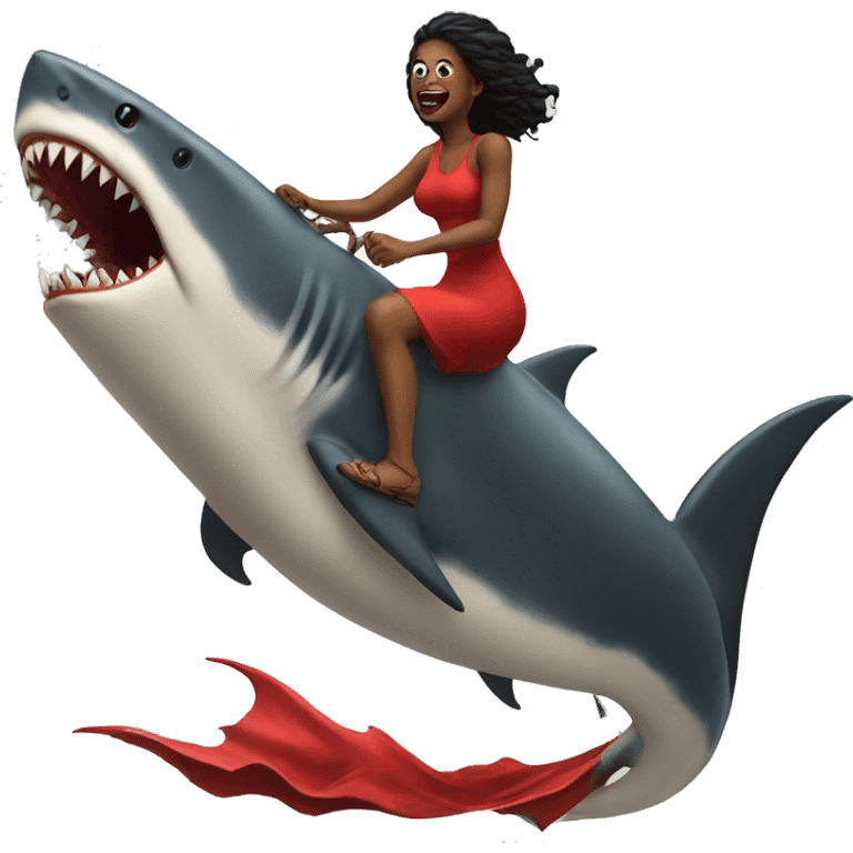 Woman devil riding a huge shark  emoji