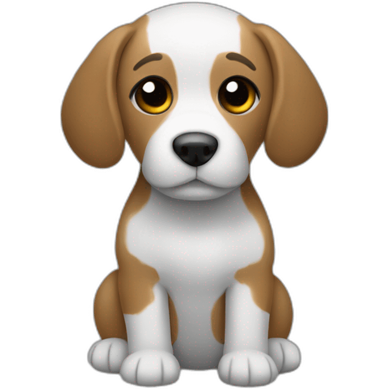 A stuffed toy dog (body is grey, head is brown, ears are long, nose is white) emoji