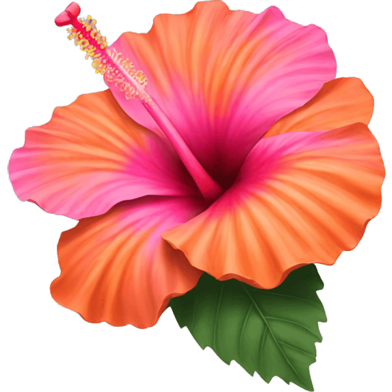 Hibiscus flower orange & pink emoji