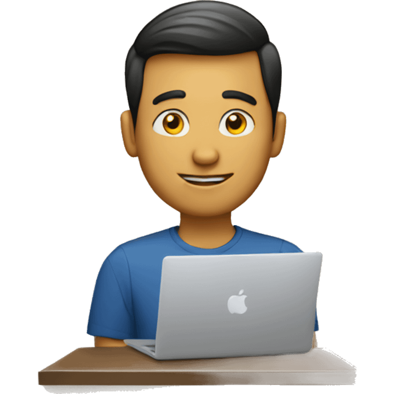 homme avec Mac book emoji