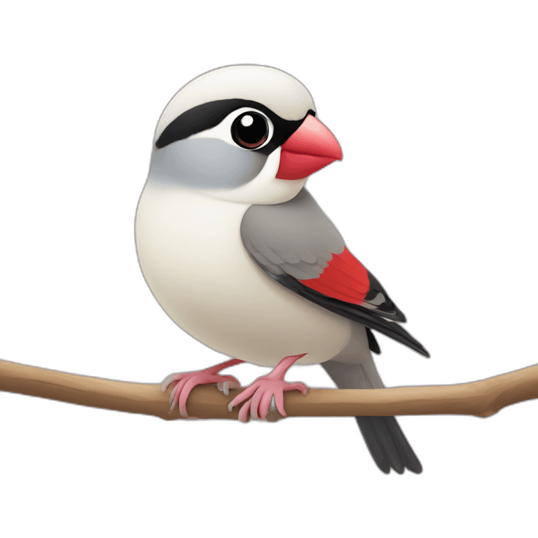 cute Java sparrow cartoon white emoji