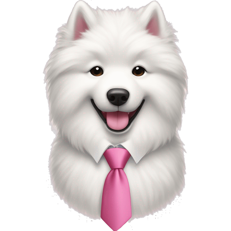 Samoyed in love with other Samoyed with pink ties  emoji