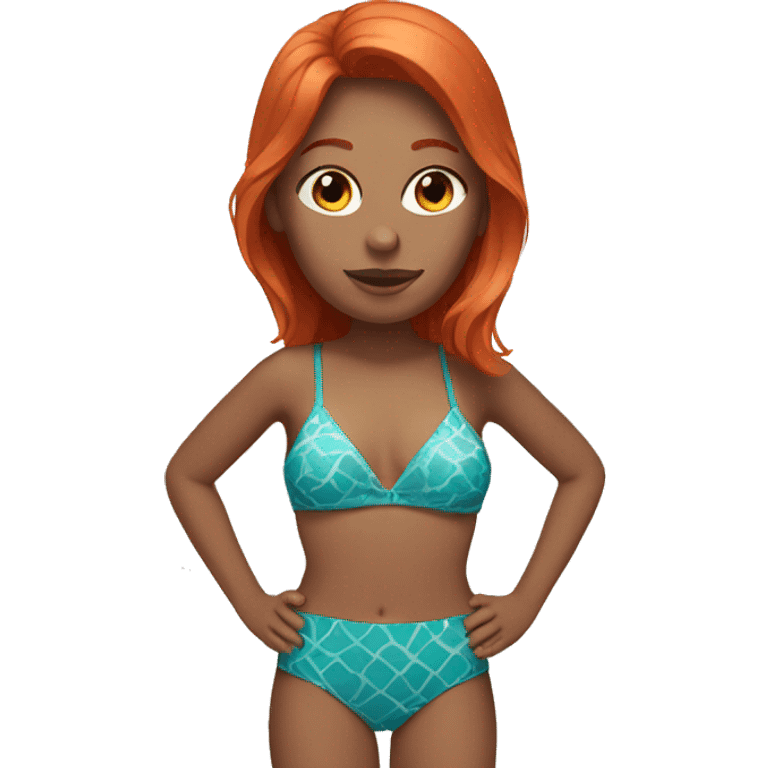 A redhead that is wearing swimwear emoji