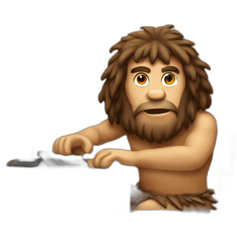 caveman-with-computer emoji