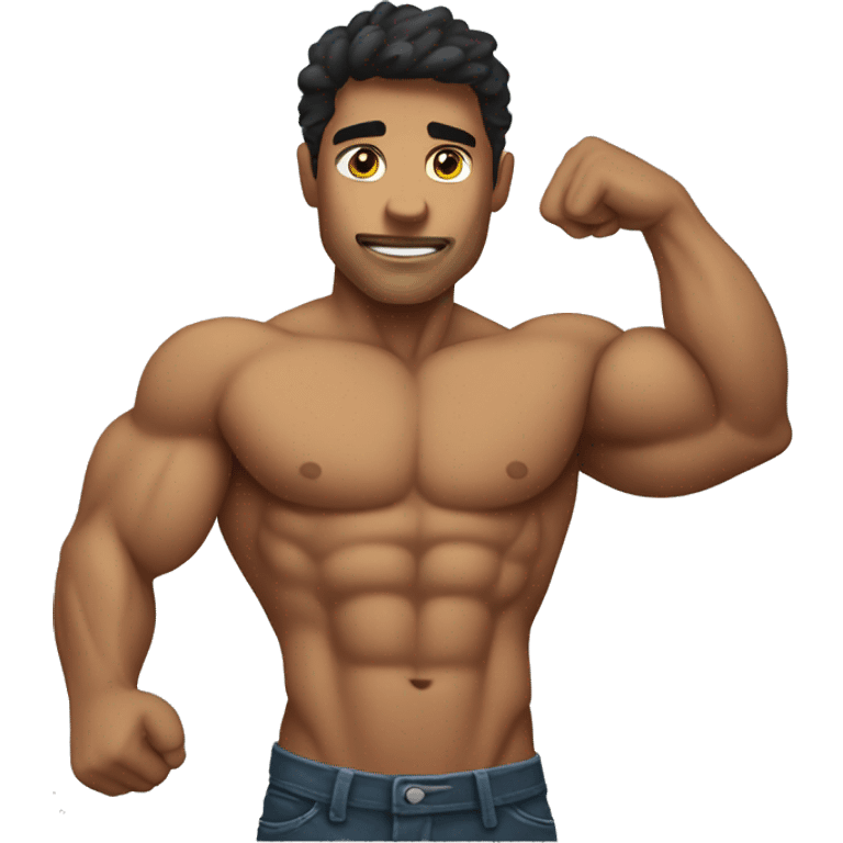 Ripped Hispanic with small bicep  emoji