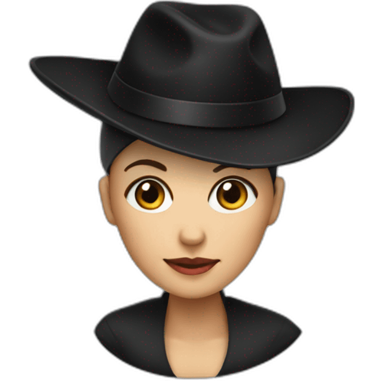 A bald woman has a black hat in the shape of a triangle on her head emoji