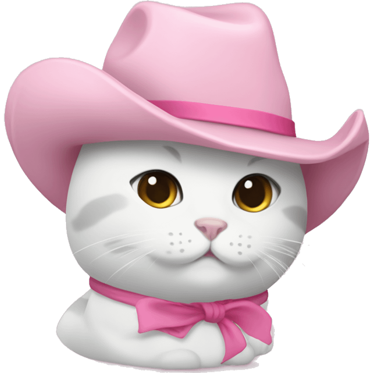 white cat pink cowboy hat with bow squishmallow emoji