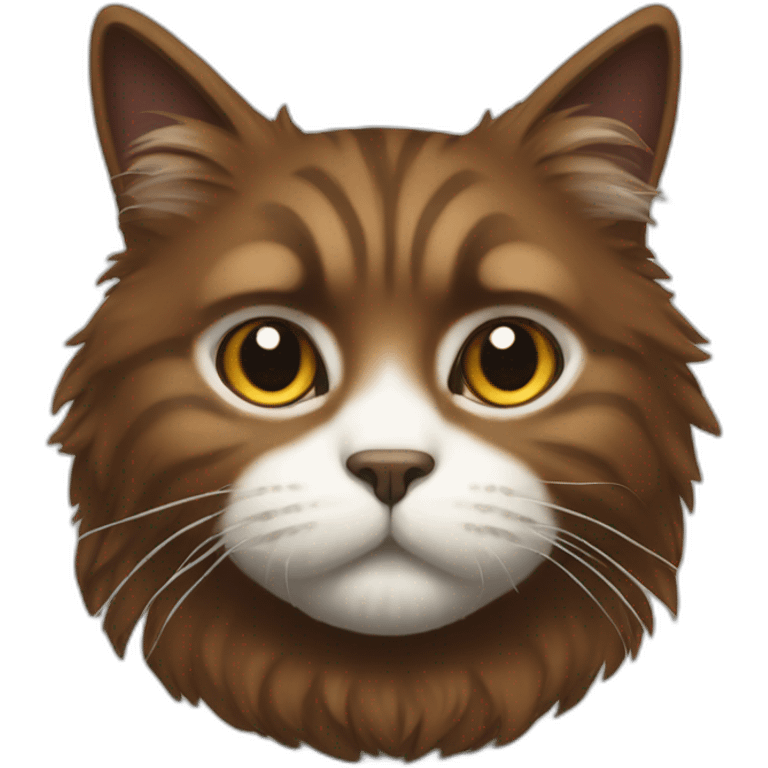 strict brown fluffy cat with a white muzzle completely emoji