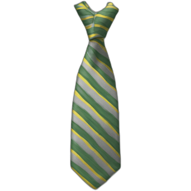 a tie with green and grey strips and yellow lines emoji