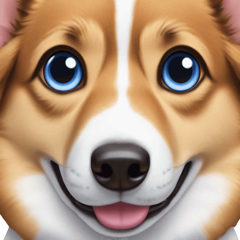 Corgi dog with one blue eye and one brown eye emoji