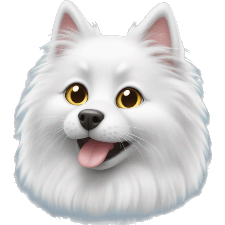 White fluffy spitz and Russian blue cat emoji