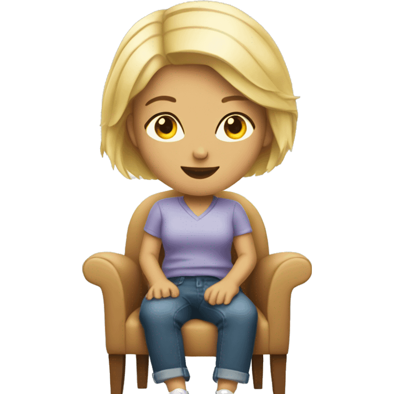 blonde girl with short hair sitting in chair emoji