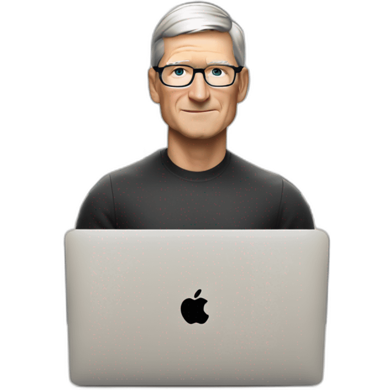 tim cook with macbook pro on desk emoji