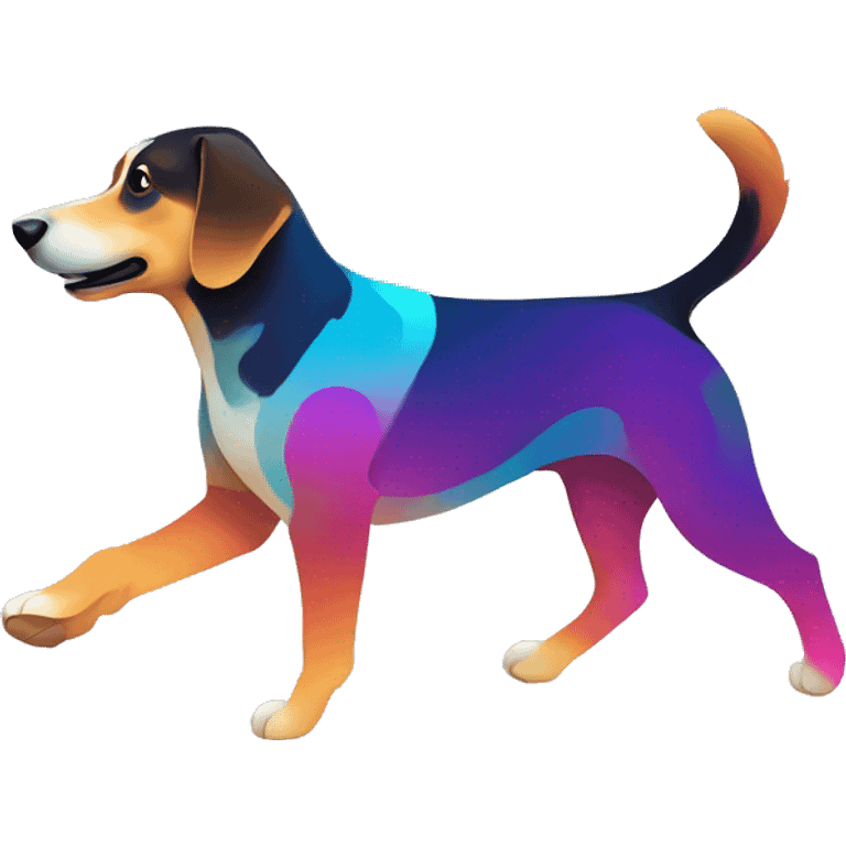 Vector art of a dog running made of vector multicoloured gradient shapes abstract shapes vector art emoji