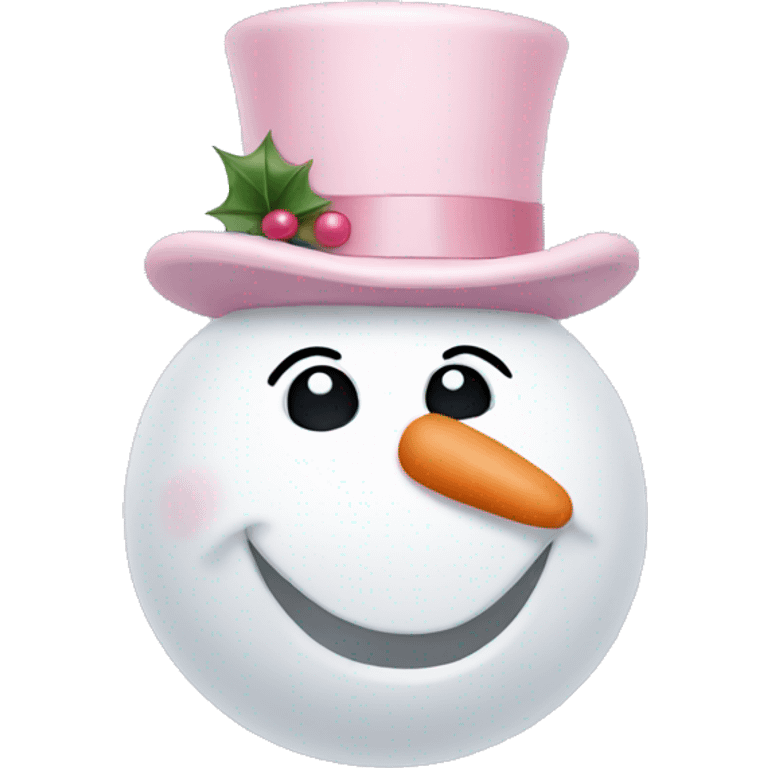 Snowman with a light pink bow emoji