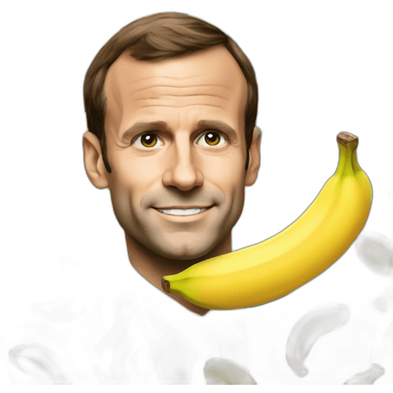 Macron that slides on a banana peel emoji