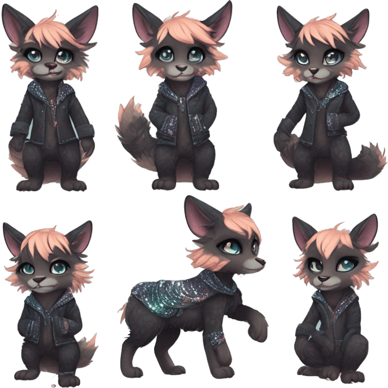 Cool cute Kawaii edgy fantasy animal sparkle fursona Fionbri by griffsnuff & LiLaiRa & Falvie full body emoji