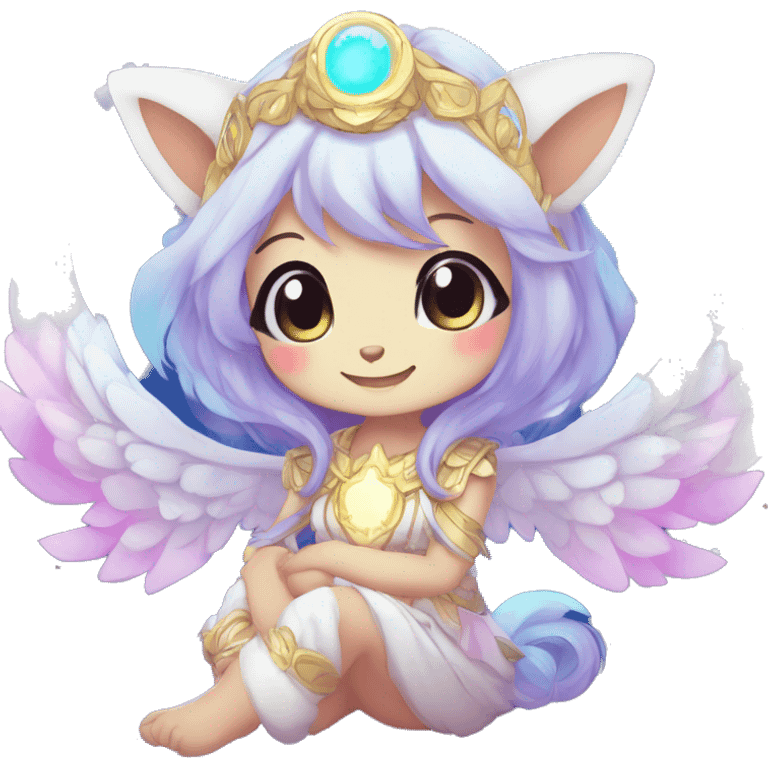 Cute Kawaii Chibi Anthro Sona Colorful Ethereal Pretty see Godly Celestial Shiny Fakemon Full Body emoji