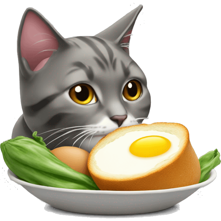 cat eating a eggplat whole emoji