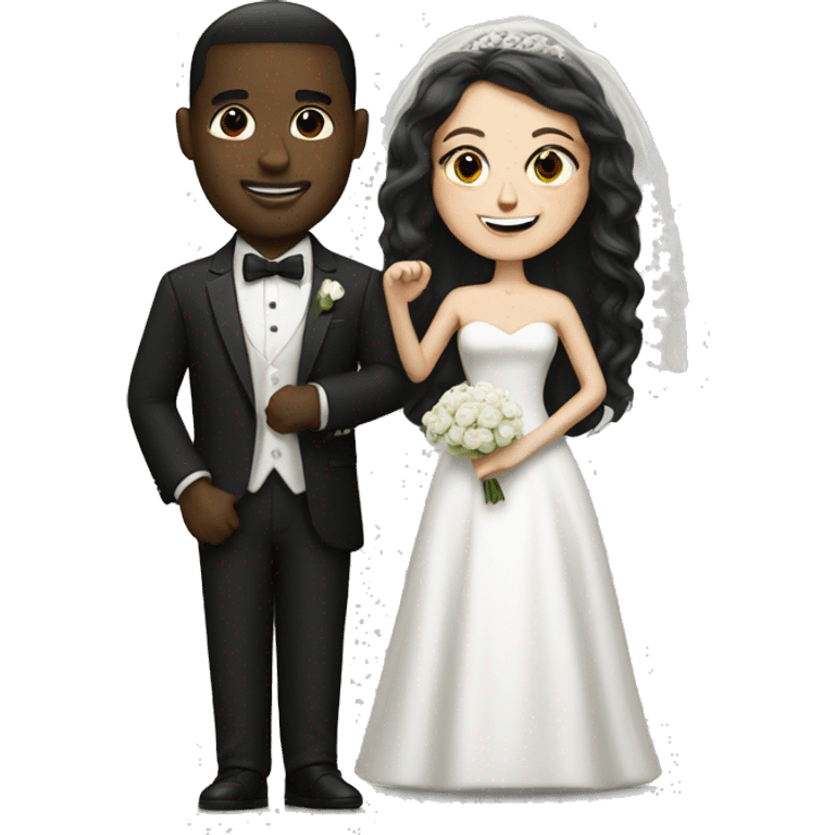 White bride and black groom emoji