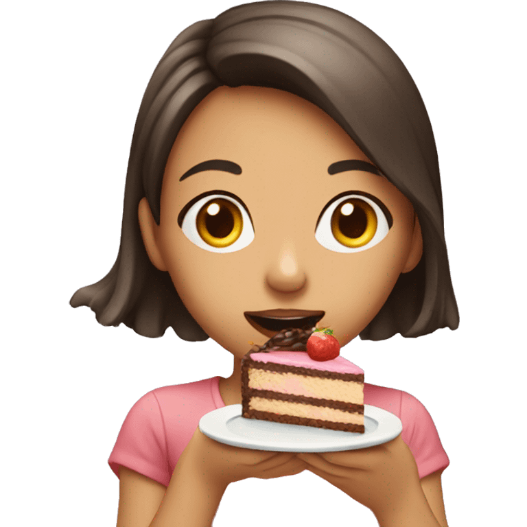 Girl eating cake emoji