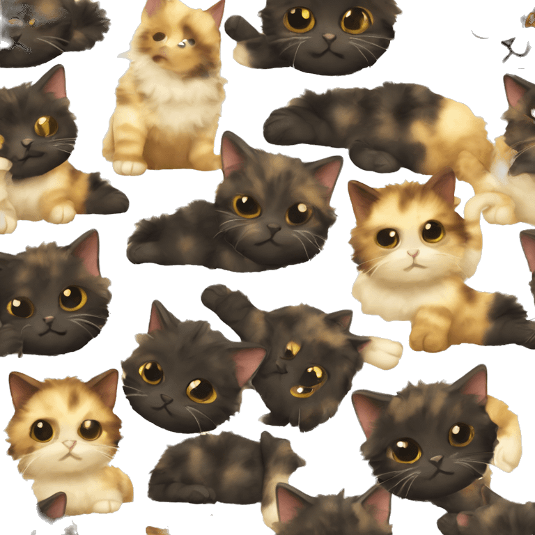 tortoiseshell Cat Fluffy Black brown yellow  emoji