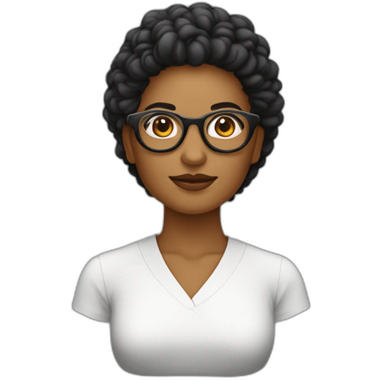 Jueza mujer pelo negro lacio con lentes sosteniendo un mazo emoji