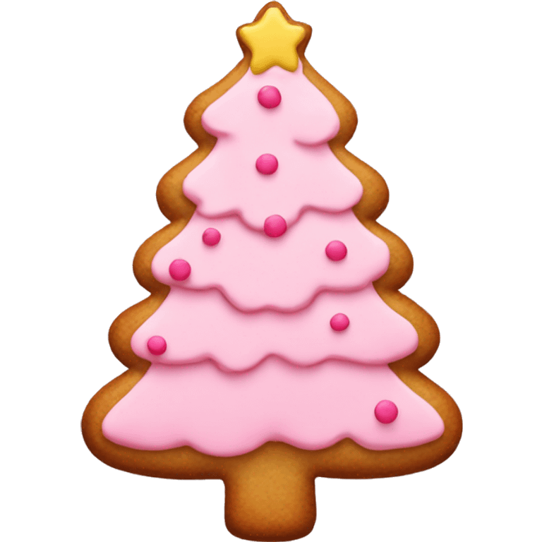 Pink Christmas tree ginger cookie emoji