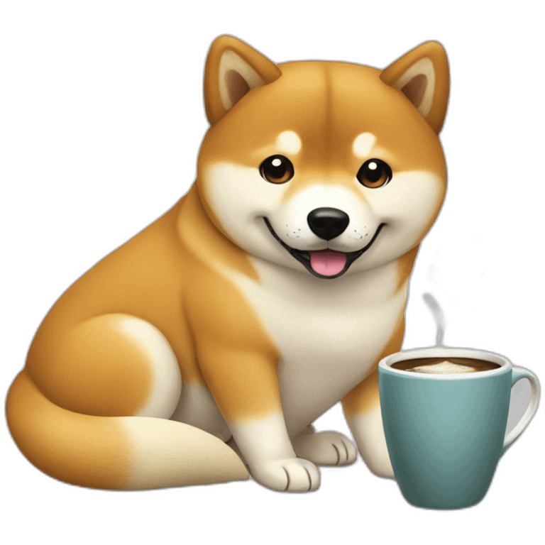 shiba drinks coffee emoji