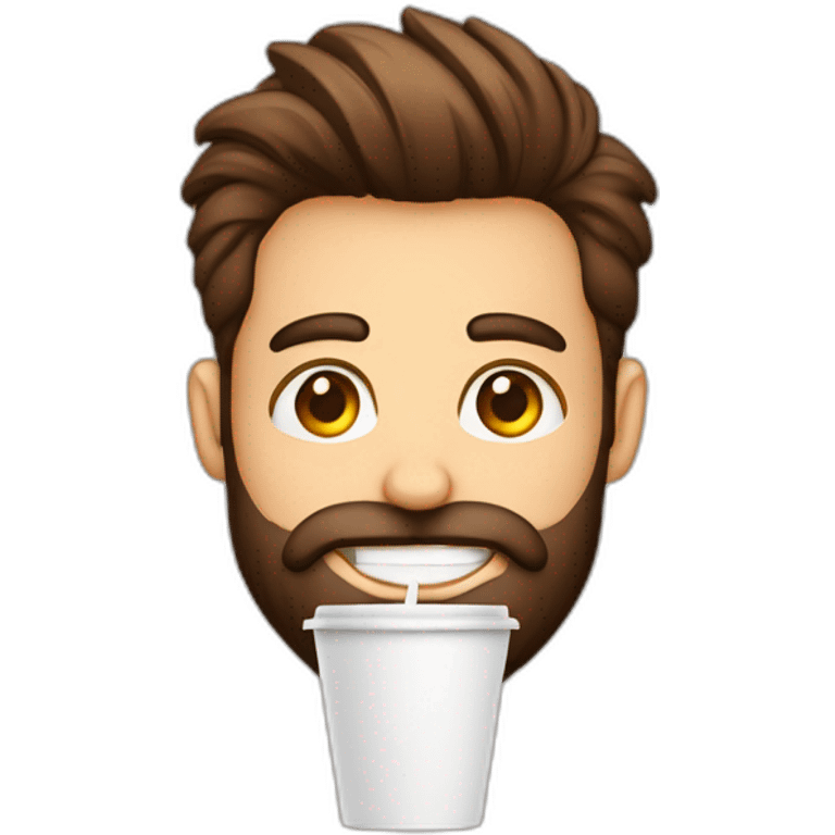 homem com barba com um copo café emoji