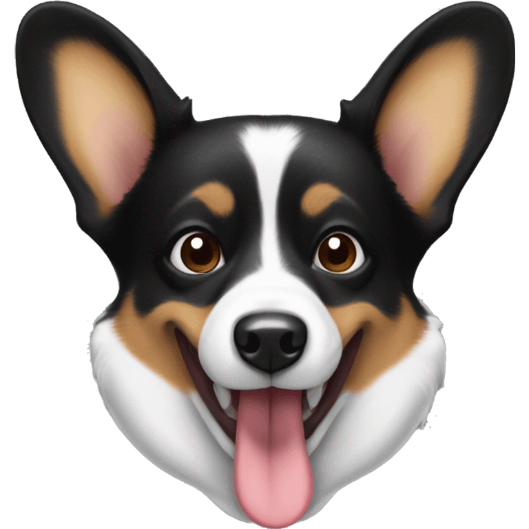 Black corgi dog with tounge out emoji