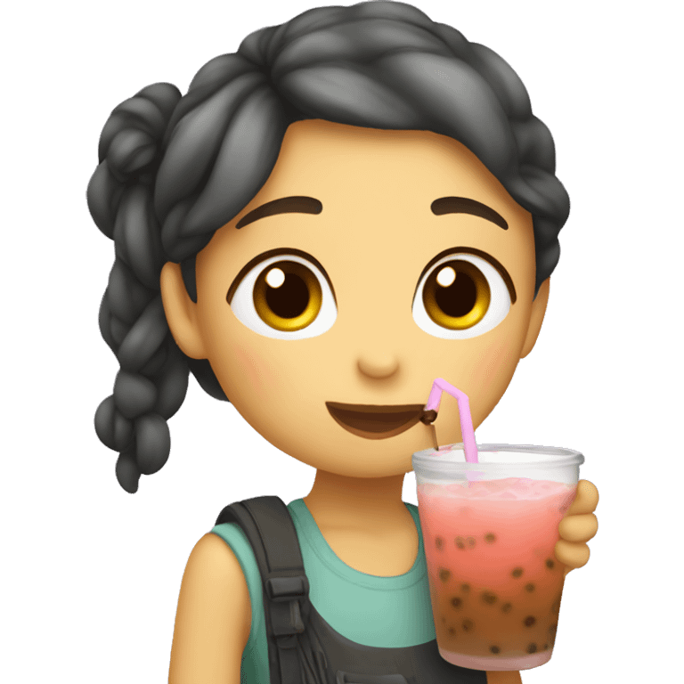 girl drinking boba emoji