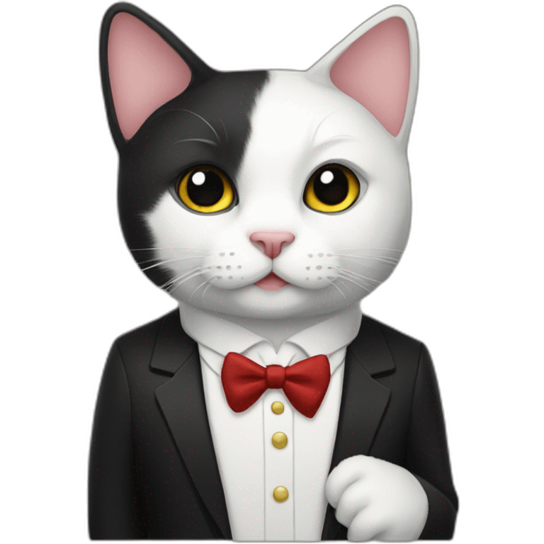 Tuxedo cat with folklore suit emoji