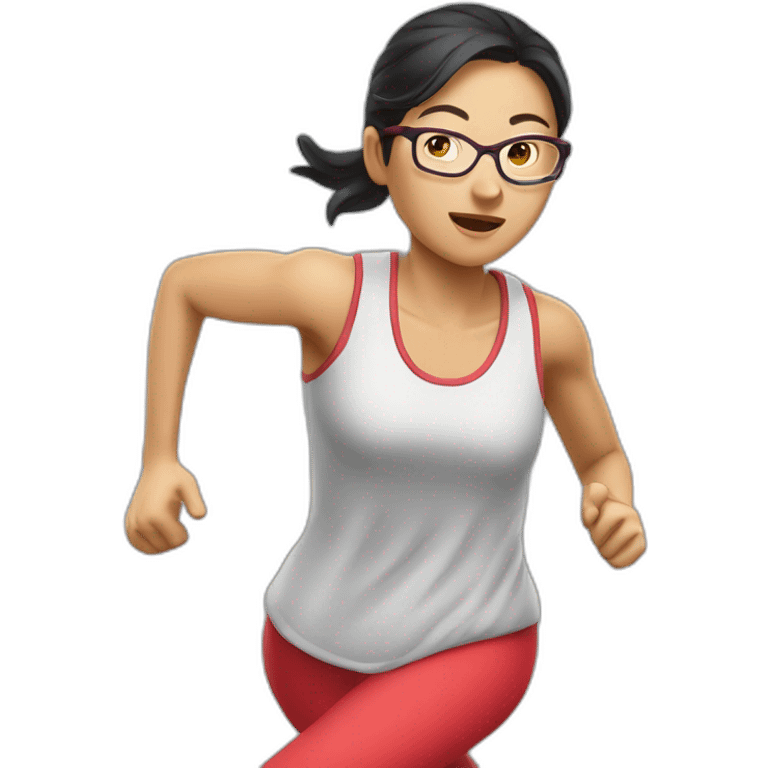 🏃：a-chinese-woman-running-"no rim glasses" emoji