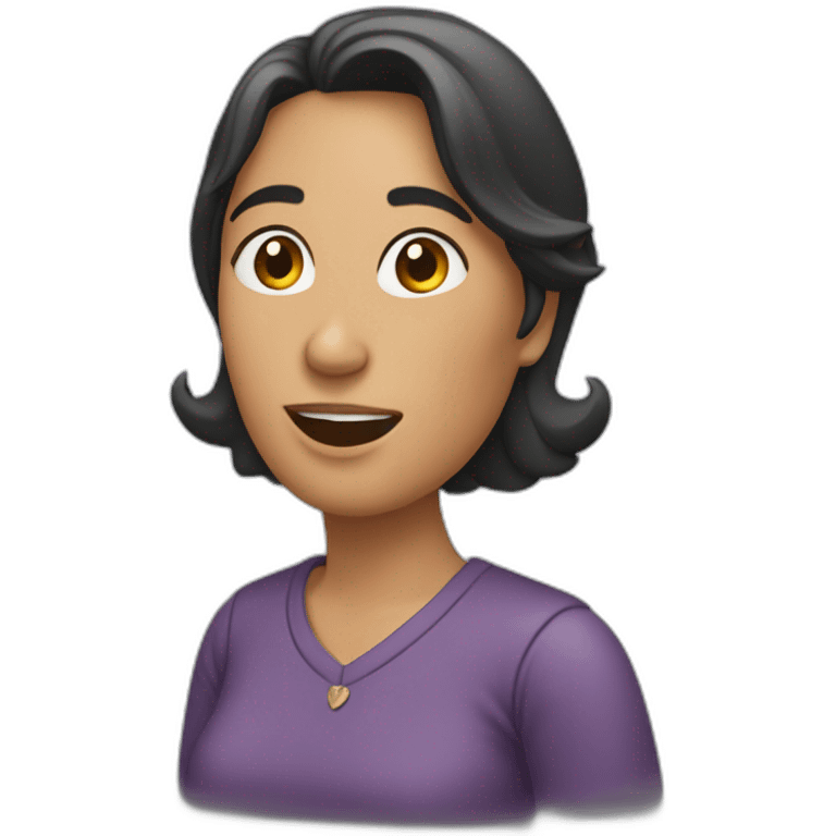 Una mujer mirando para arriba preguntando emoji