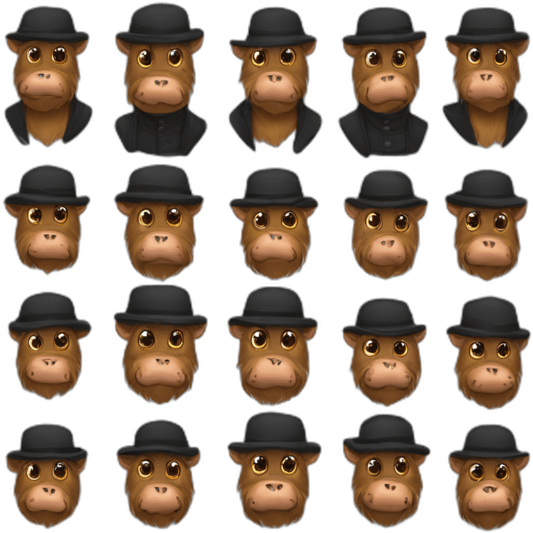 fullface wild tired brown boar with stubble in a black jacket and a black winter hat emoji