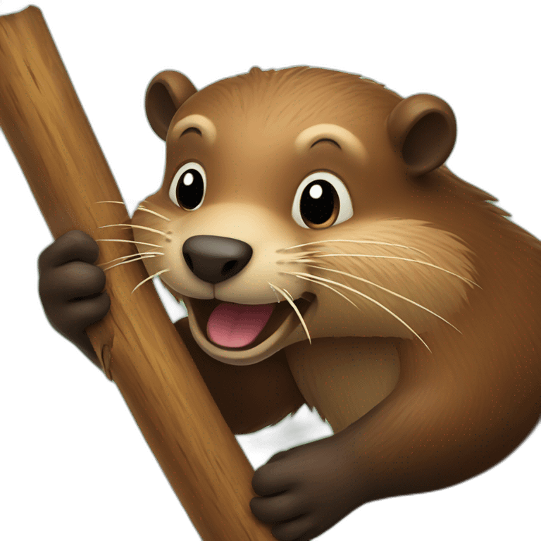 Beaver biting wood emoji