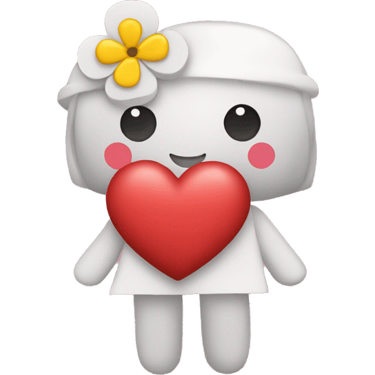 make a heart with a flower dressed as a square dance emoji