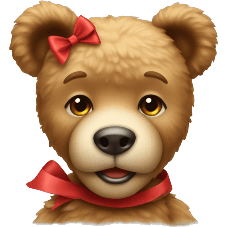 A teddy bear with a red bow  emoji