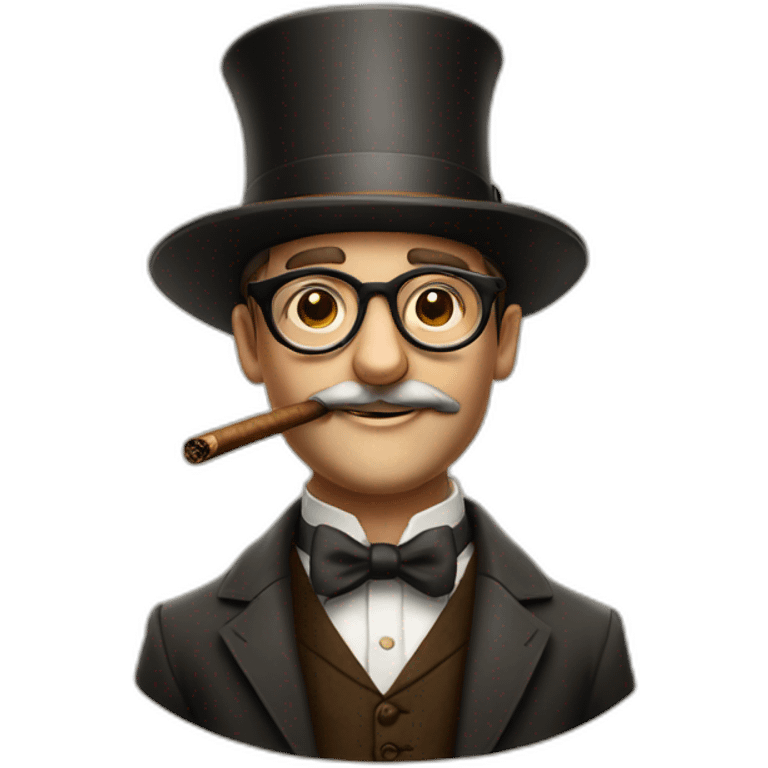 a dapper fellow with round opticals, cigar and old english tip hat emoji