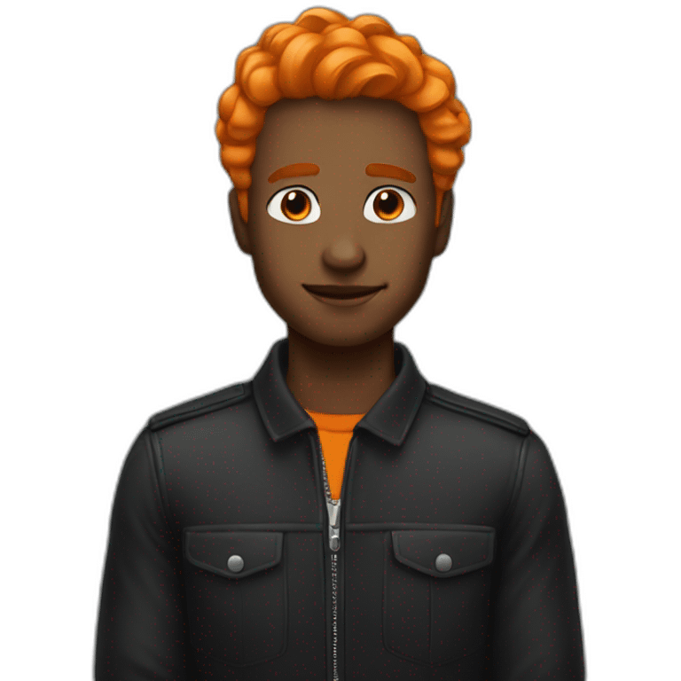 Man black wings orange hair emoji