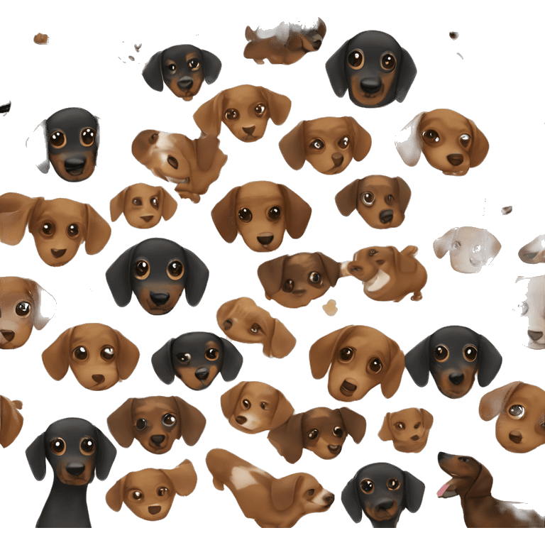 Brown and Black fur with white spots and different coloured eyes Dachshund  emoji