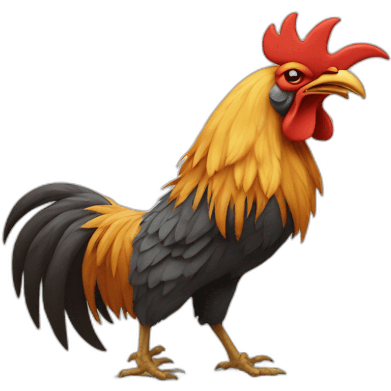 fighting and howling rooster with a crown on its head emoji