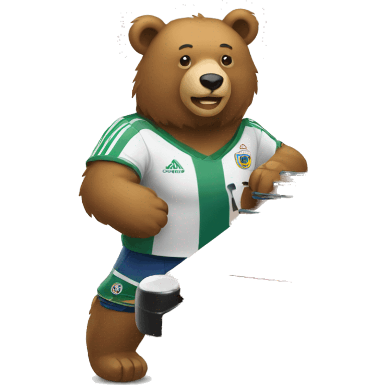 bear playing table soccer emoji