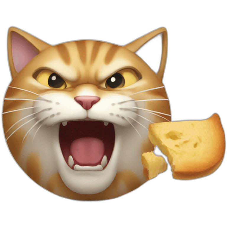 Enraged cat eating emoji