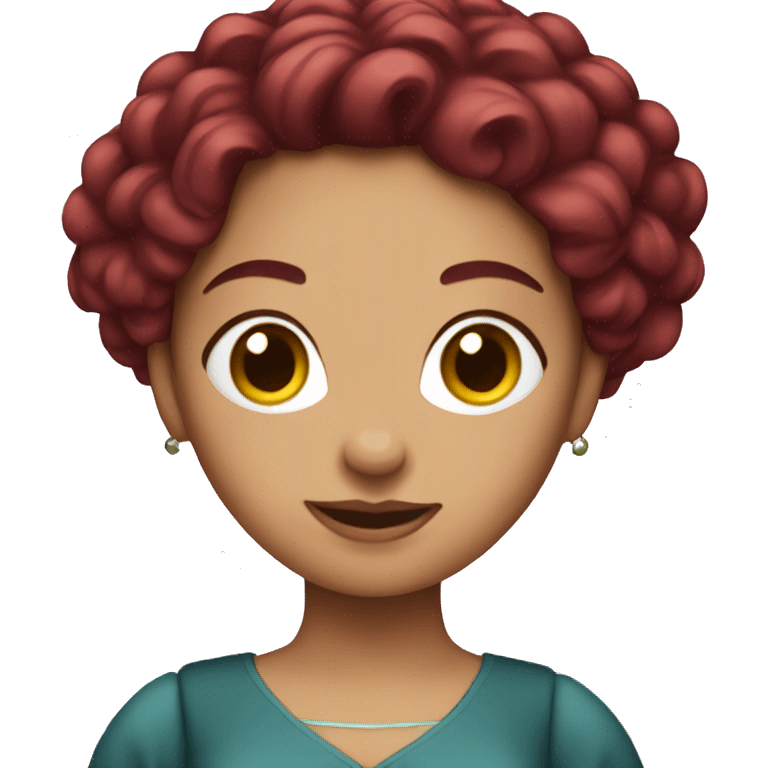 Woman with burgundy hair in a pretty dress emoji