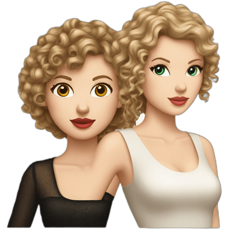 taylor swift and a white girl with curly borwn hair emoji