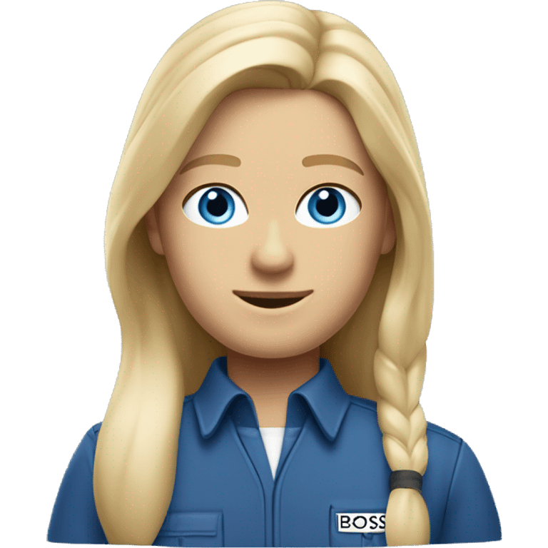 Nordic janitor with blonde hair blue eyes uniform designed by hugo boss emoji