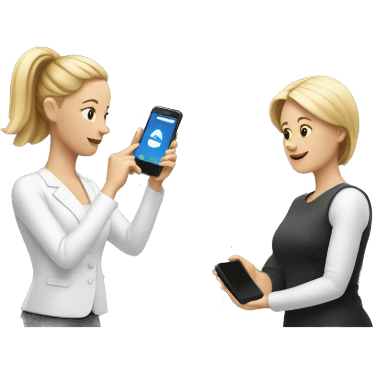 white woman showing her phone to another white woman emoji